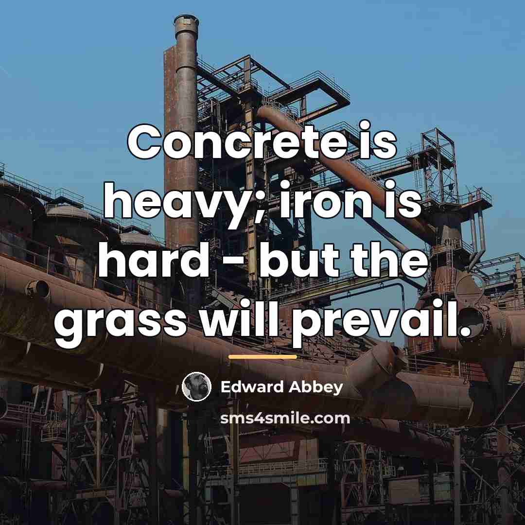 “Concrete is heavy; iron is hard - but the grass…” quote by Edward Abbey