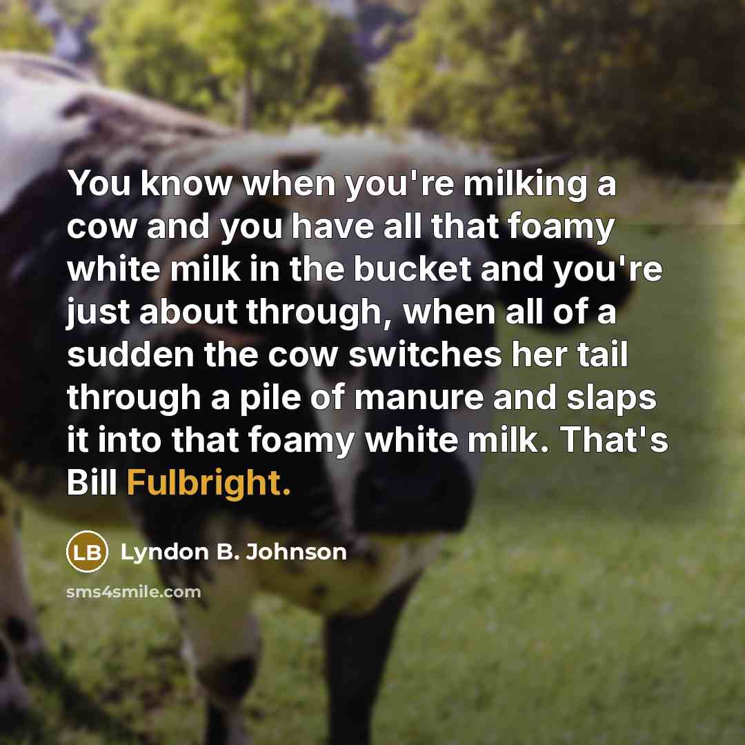 “You know when you're milking a cow and you have…” quote by Lyndon B. Johnson