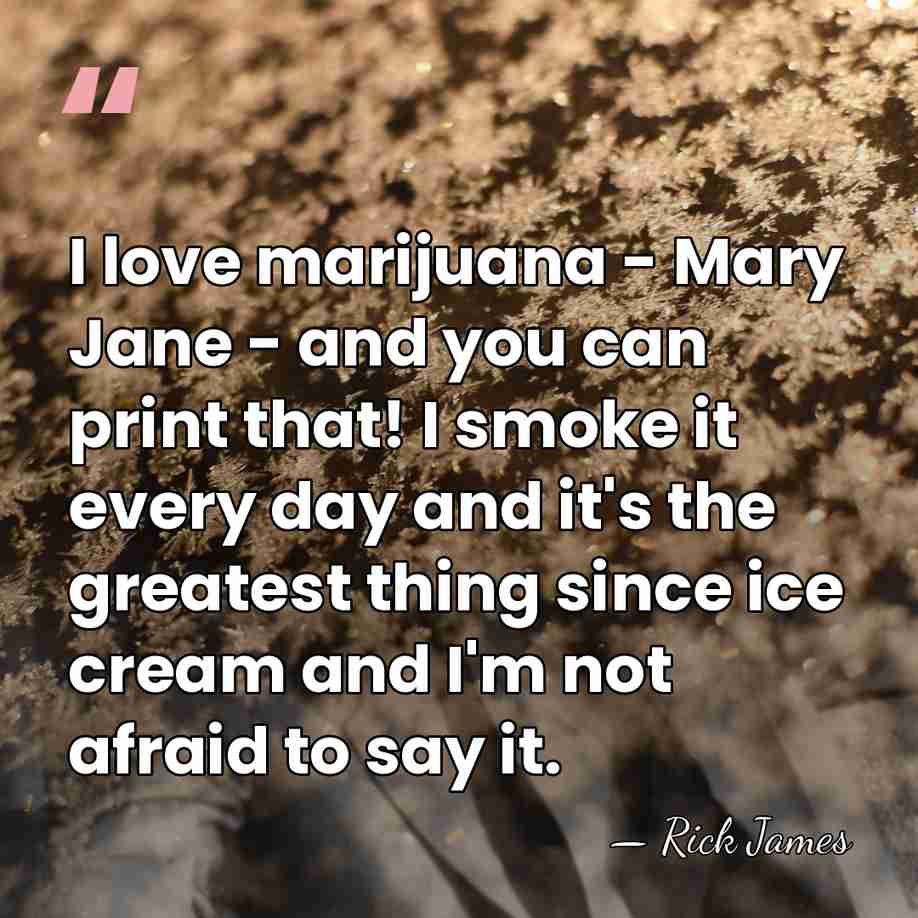 I love marijuana - Mary Jane - and you can print that!&hellip; - Rick James