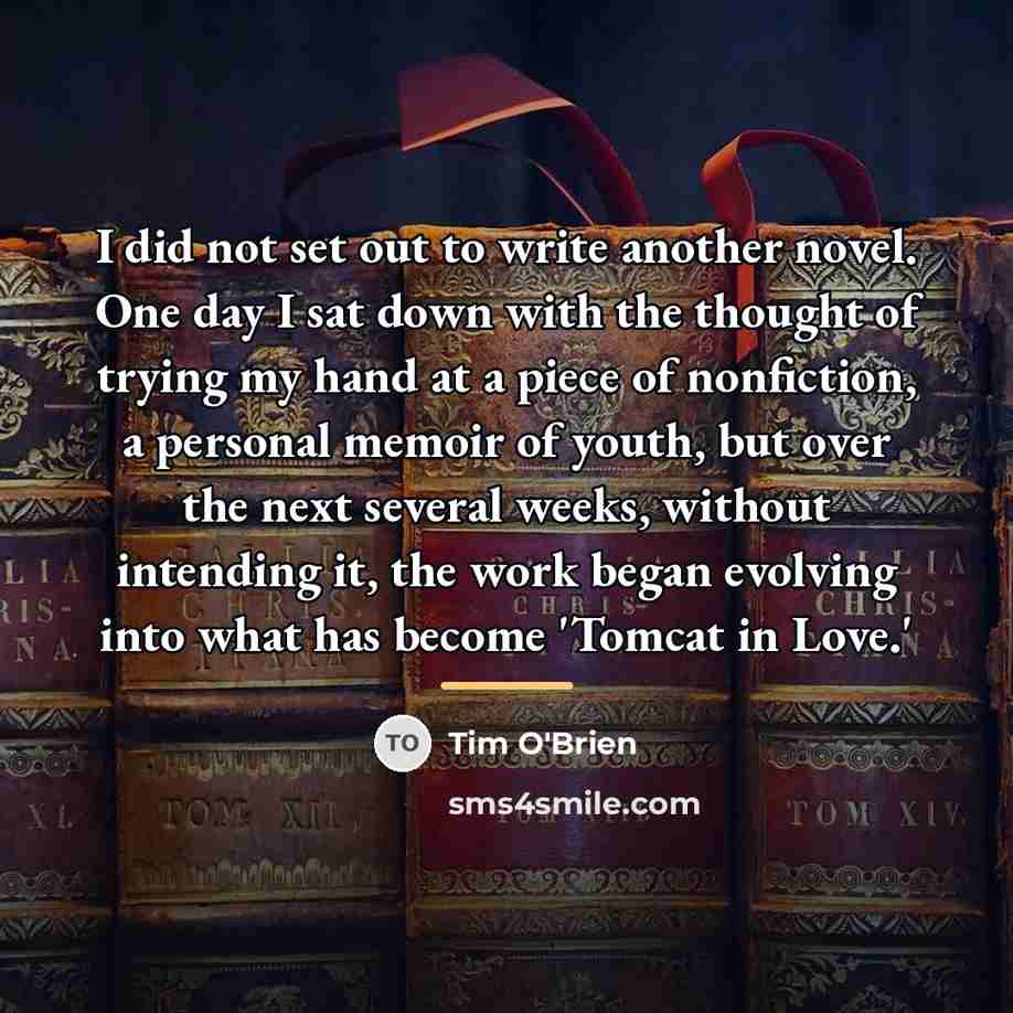 “I did not set out to write another novel. One…” quote by Tim O'Brien