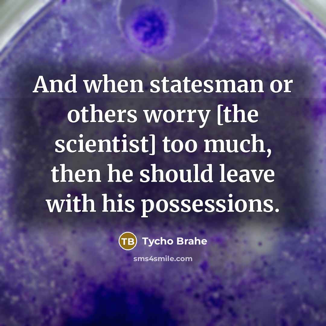 “And when statesman or others worry [the scientist] too much,…” quote by Tycho Brahe