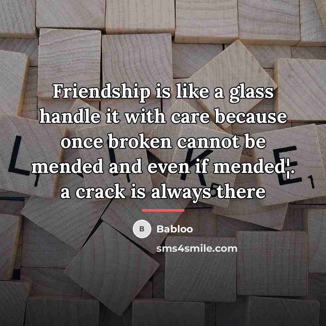 “Friendship is like a glass handle it with care because…” quote by Babloo