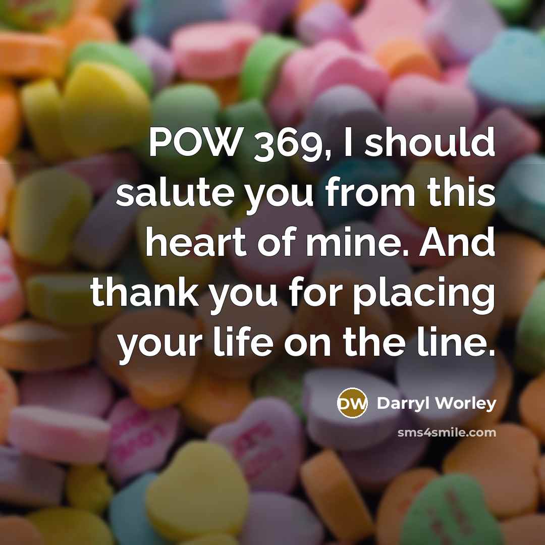 “POW 369, I should salute you from this heart of…” quote by Darryl Worley