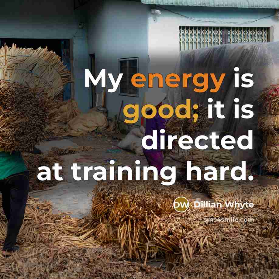 “My energy is good; it is directed at training hard.…” quote by Dillian Whyte