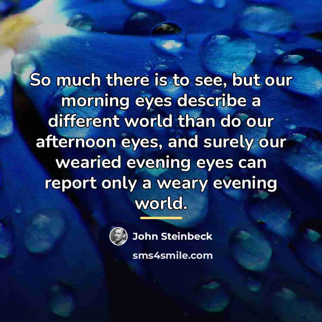 “So much there is to see, but our morning eyes…” quote by John Steinbeck