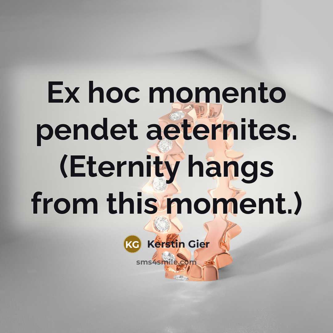 “Ex hoc momento pendet aeternites. (Eternity hangs from this moment.)…” quote by Kerstin Gier
