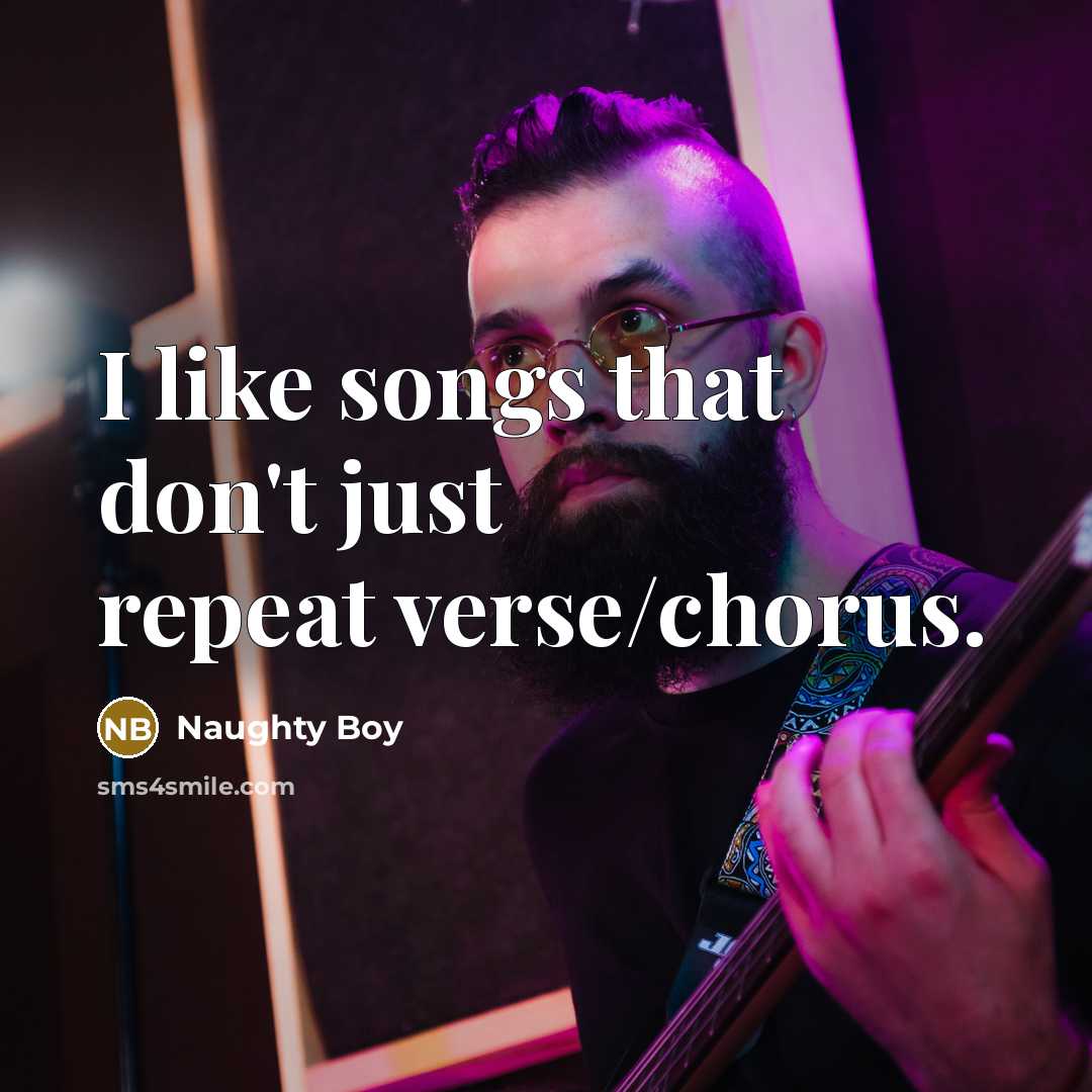 “I like songs that don't just repeat verse/chorus.…” quote by Naughty Boy