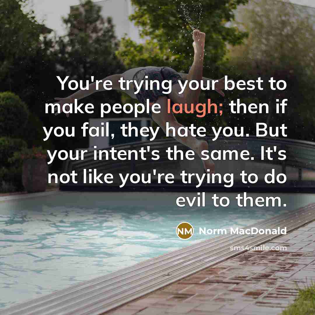 “You're trying your best to make people laugh; then if…” quote by Norm MacDonald