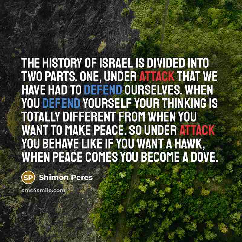 “The history of Israel is divided into two parts. One,…” quote by Shimon Peres