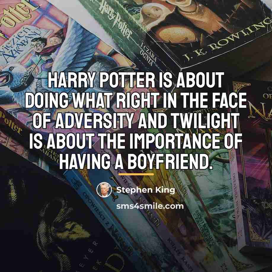 “Harry Potter is about doing what right in the face…” quote by Stephen King