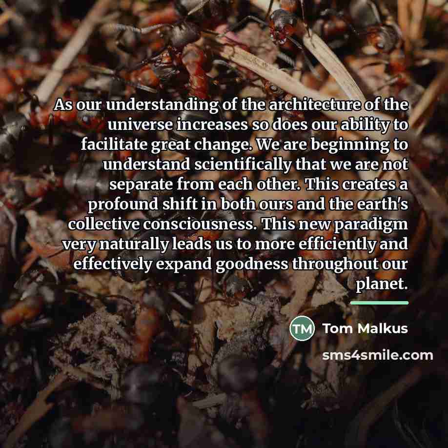 “As our understanding of the architecture of the universe increases…” quote by Tom Malkus