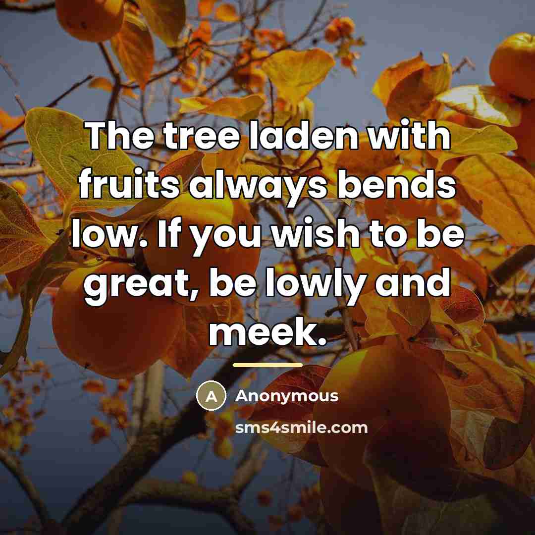 “The tree laden with fruits always bends low. If you…” quote by Anonymous