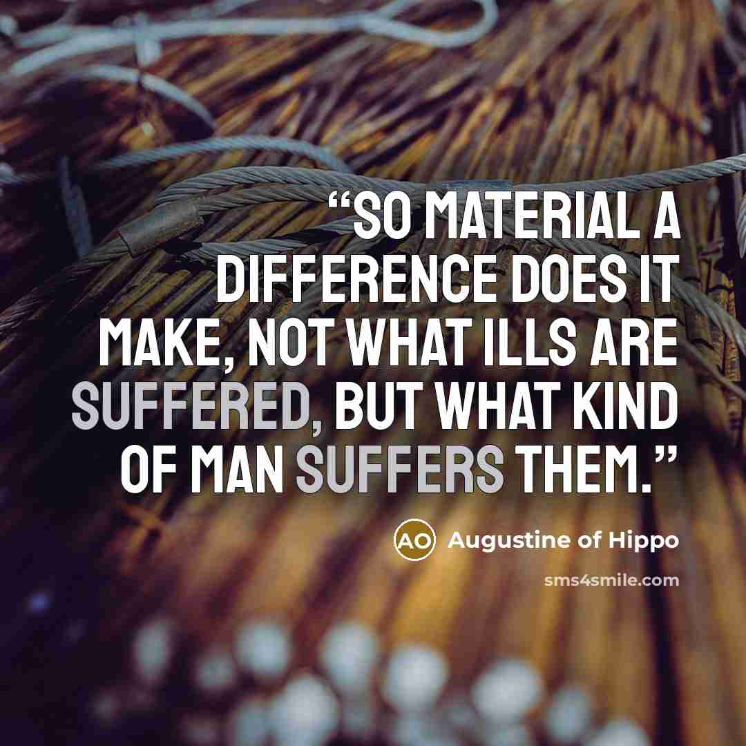 “So material a difference does it make, not what ills are suffered, but what kind of man suffers them.” quote by Augustine of Hippo