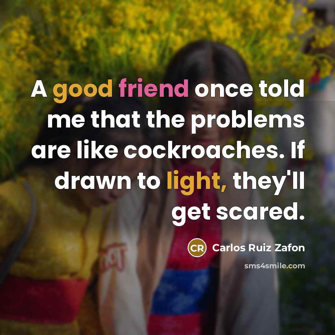 “A good friend once told me that the problems are…” quote by Carlos Ruiz Zafon