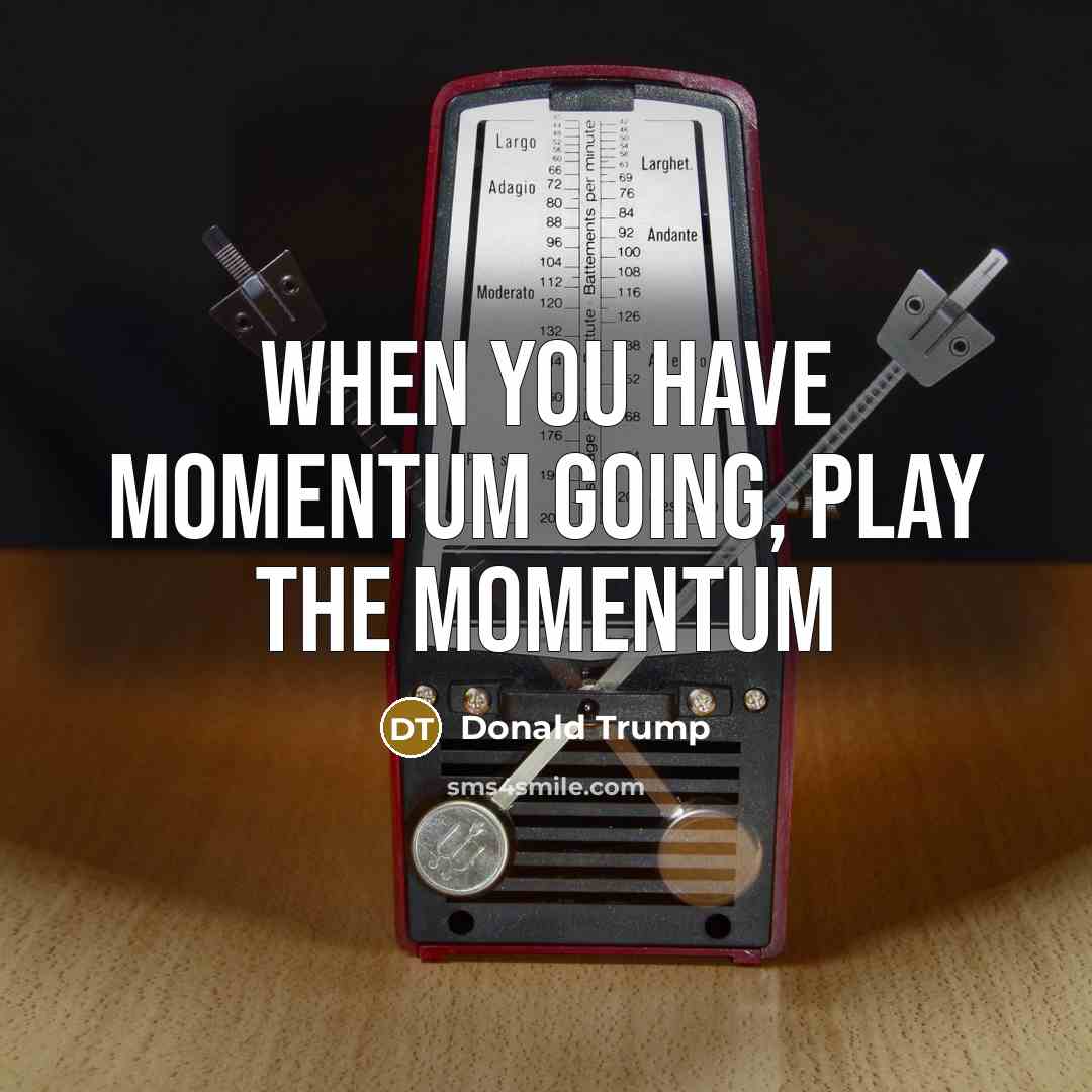 “When you have momentum going, play the momentum…” quote by Donald Trump