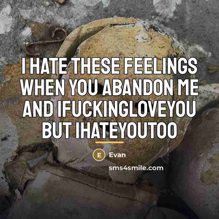 “I hate these feelings when you abandon me AND ifuckingloveyou…” quote by Evan
