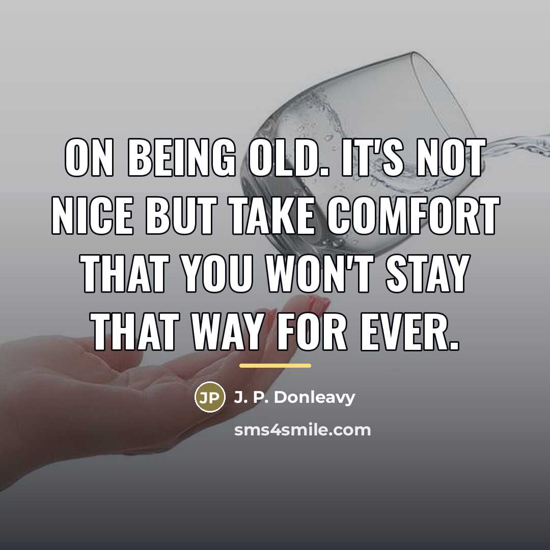 “On Being Old. It's not nice but take comfort that…” quote by J. P. Donleavy