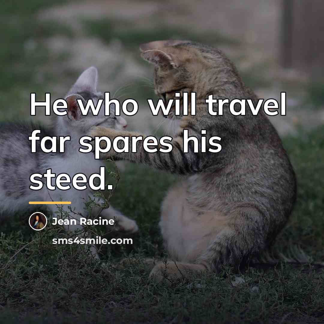 “He who will travel far spares his steed.…” quote by Jean Racine