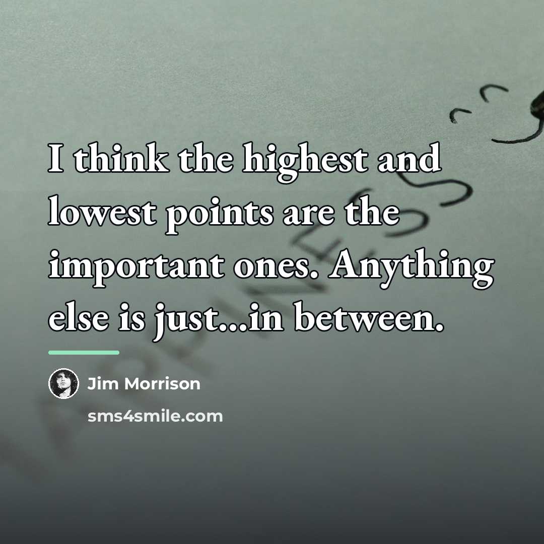 “I think the highest and lowest points are the important…” quote by Jim Morrison