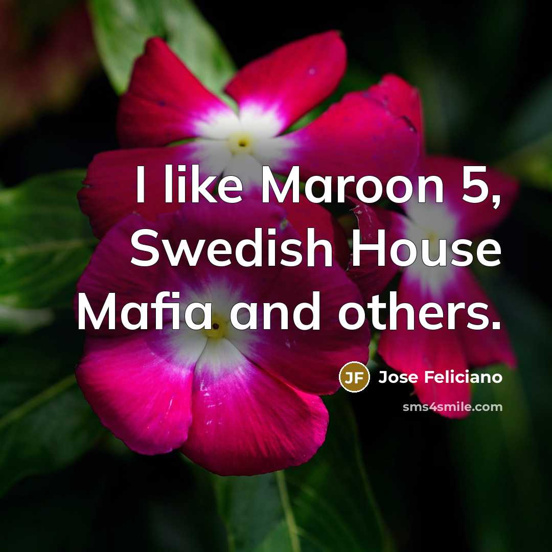 “I like Maroon 5, Swedish House Mafia and others.…” quote by Jose Feliciano