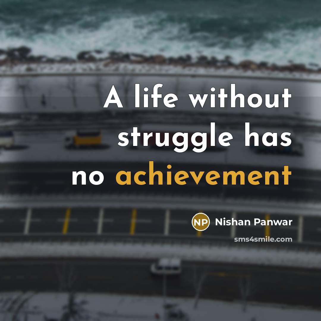 “A life without struggle has no achievement…” quote by Nishan Panwar