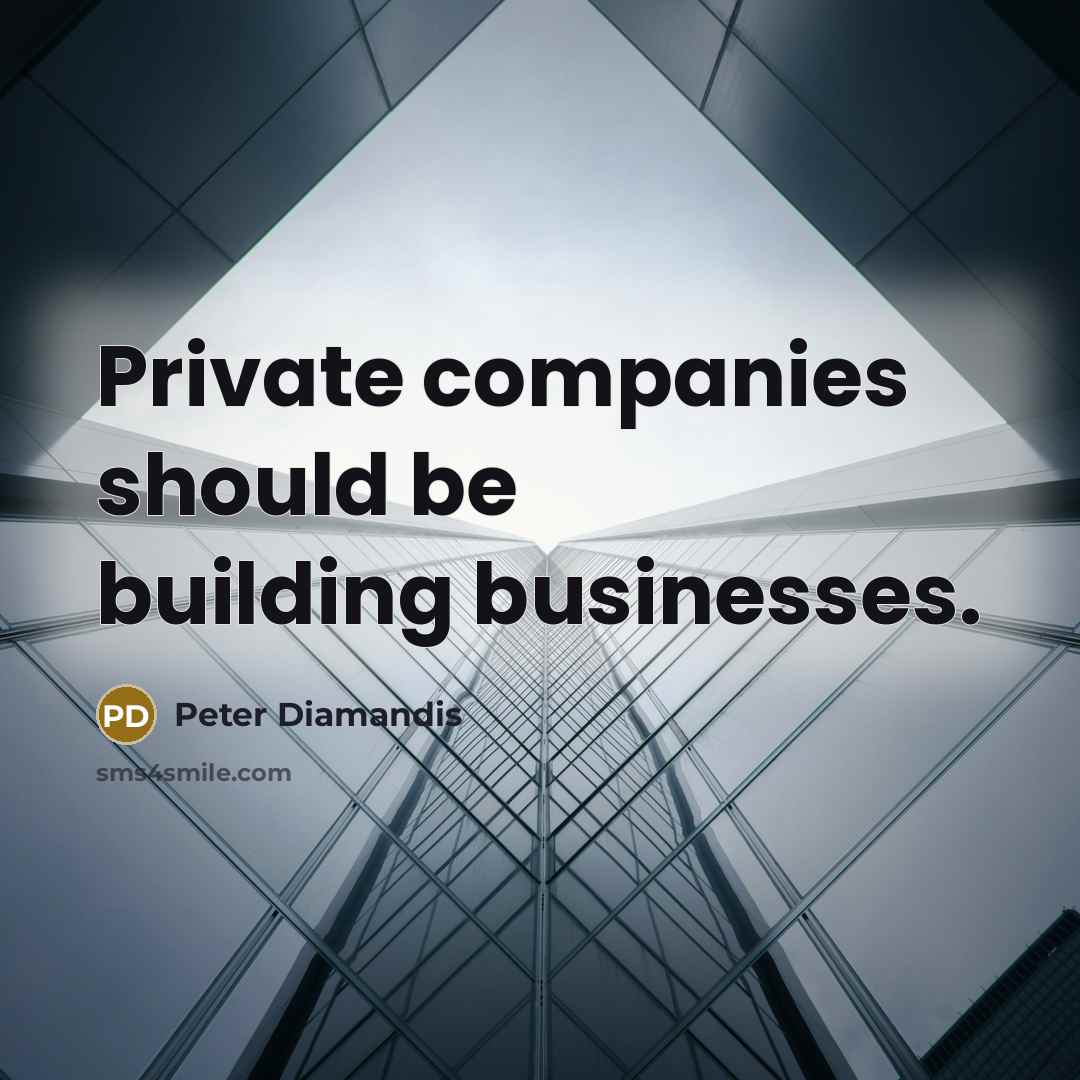 “Private companies should be building businesses.…” quote by Peter Diamandis