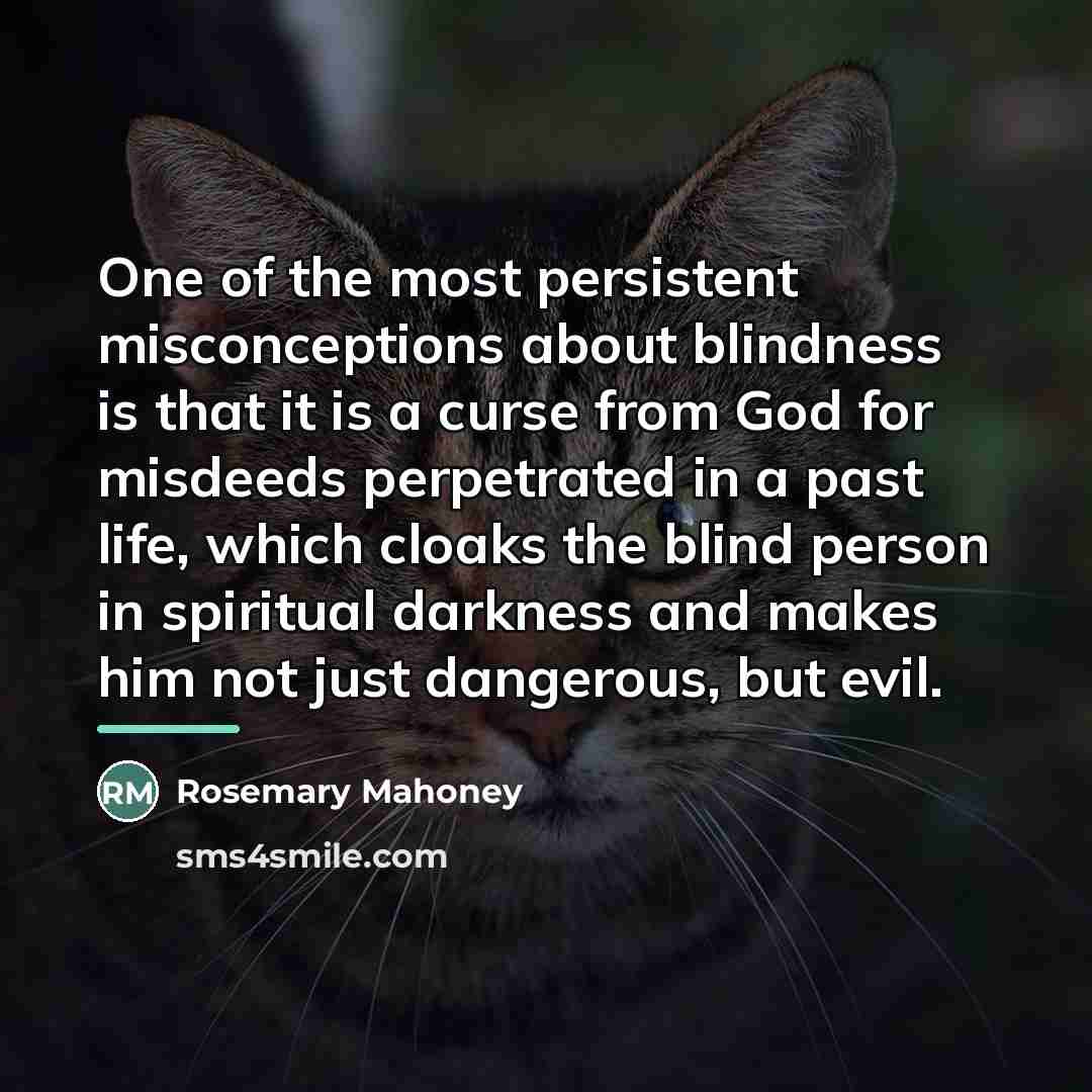 “One of the most persistent misconceptions about blindness is that…” quote by Rosemary Mahoney