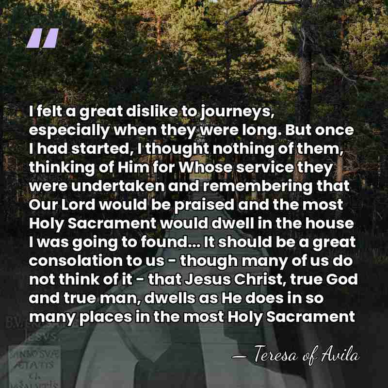 I felt a great dislike to journeys, especially when they were long.&hellip; - Teresa of Avila