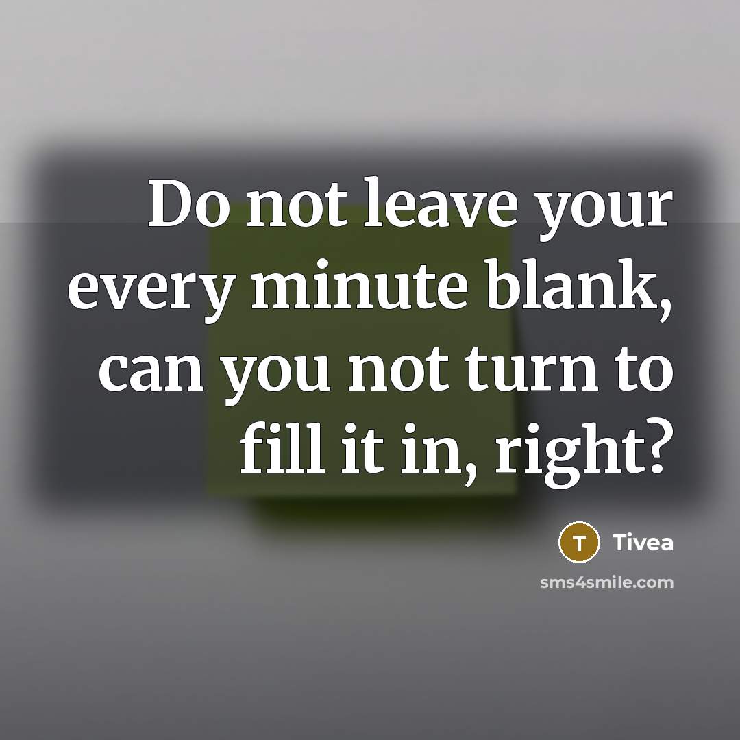 “Do not leave your every minute blank, can you not turn to fill it in, right?” quote by Tivea