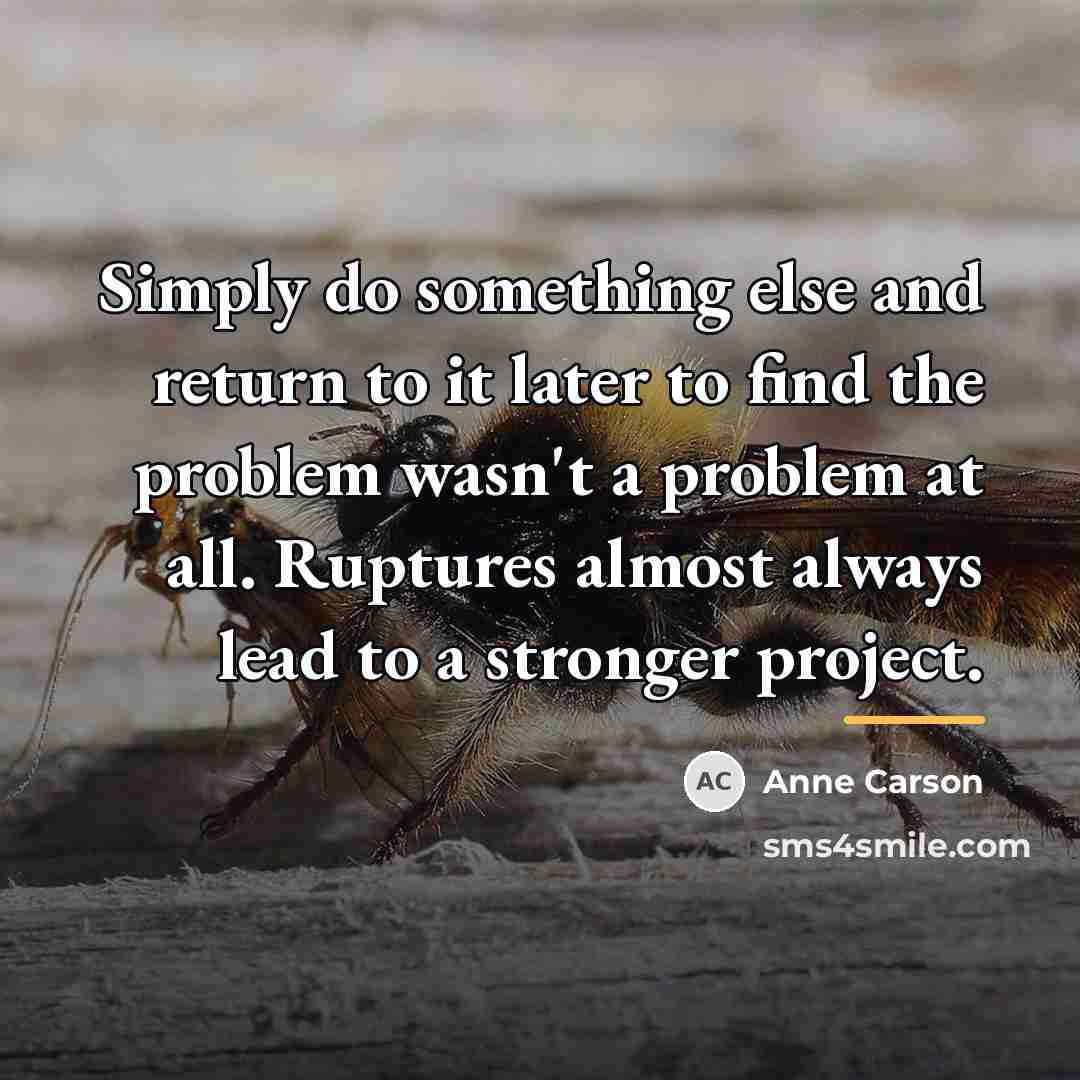 “Simply do something else and return to it later to…” quote by Anne Carson