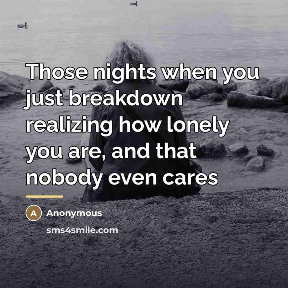 “Those nights when you just breakdown realizing how lonely you…” quote by Anonymous
