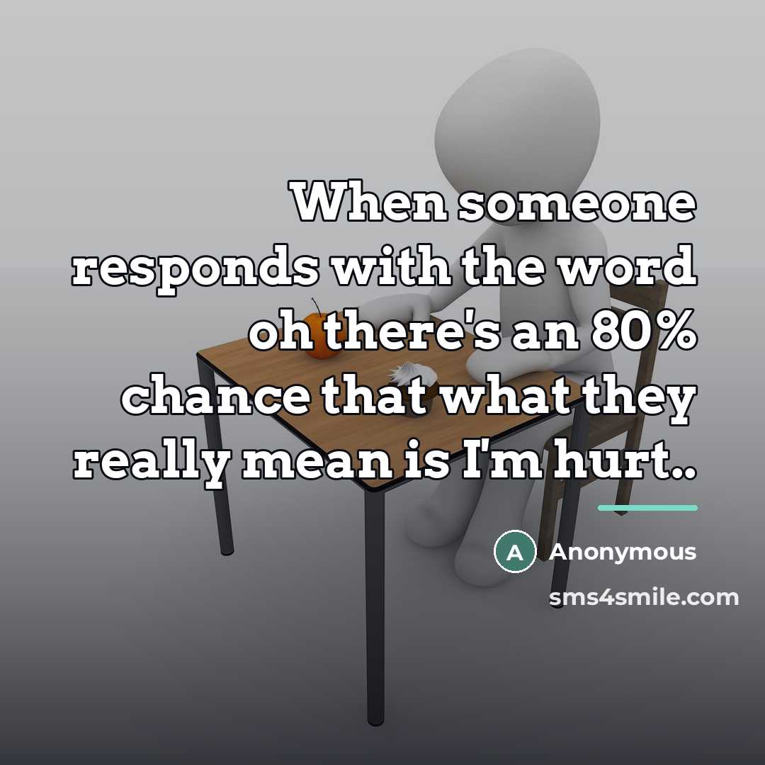 “When someone responds with the word oh there's an 80%…” quote by Anonymous