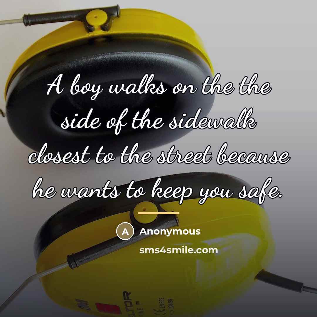 “A boy walks on the the side of the sidewalk…” quote by Anonymous