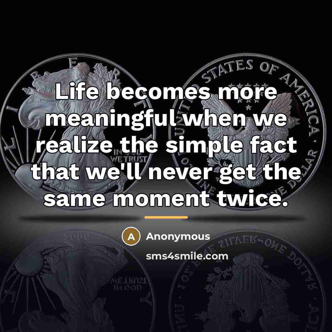 “Life becomes more meaningful when we realize the simple fact…” quote by Anonymous