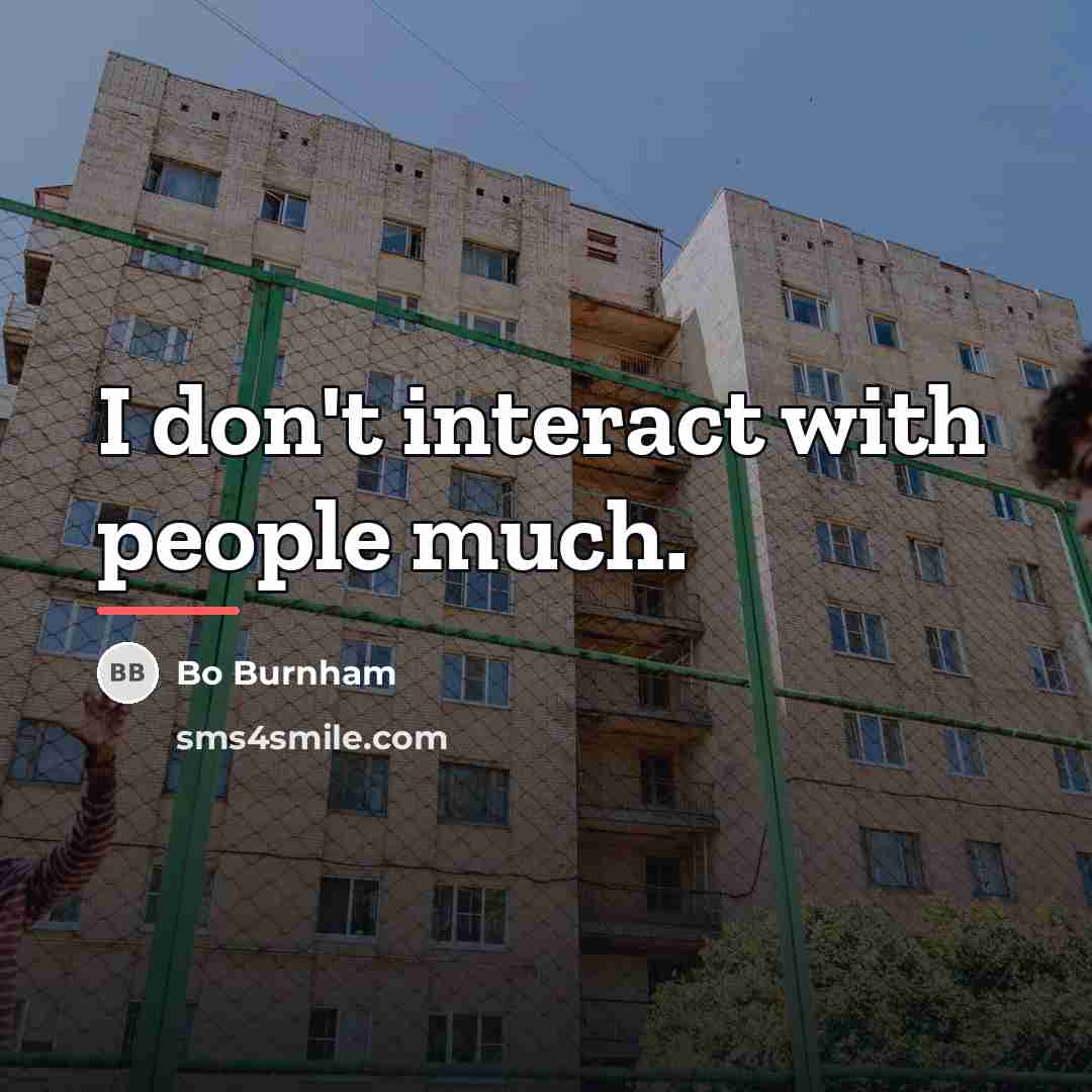 “I don't interact with people much.…” quote by Bo Burnham