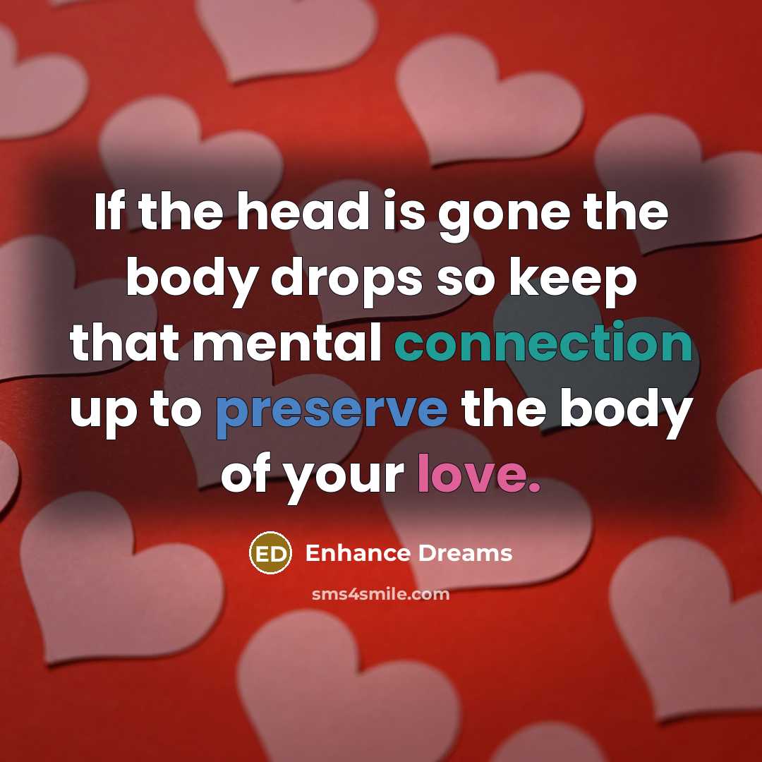 “If the head is gone the body drops so keep…” quote by Enhance Dreams