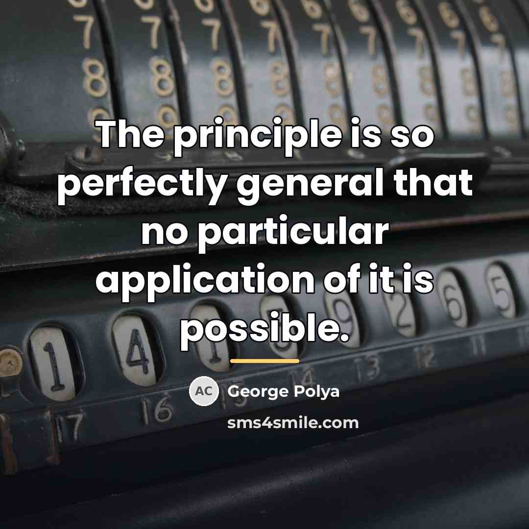 “The principle is so perfectly general that no particular application…” quote by George Polya