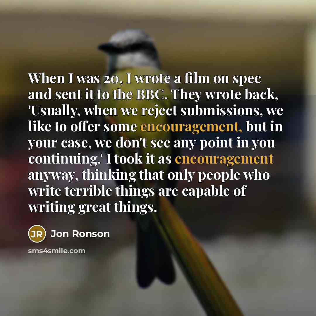“When I was 20, I wrote a film on spec…” quote by Jon Ronson
