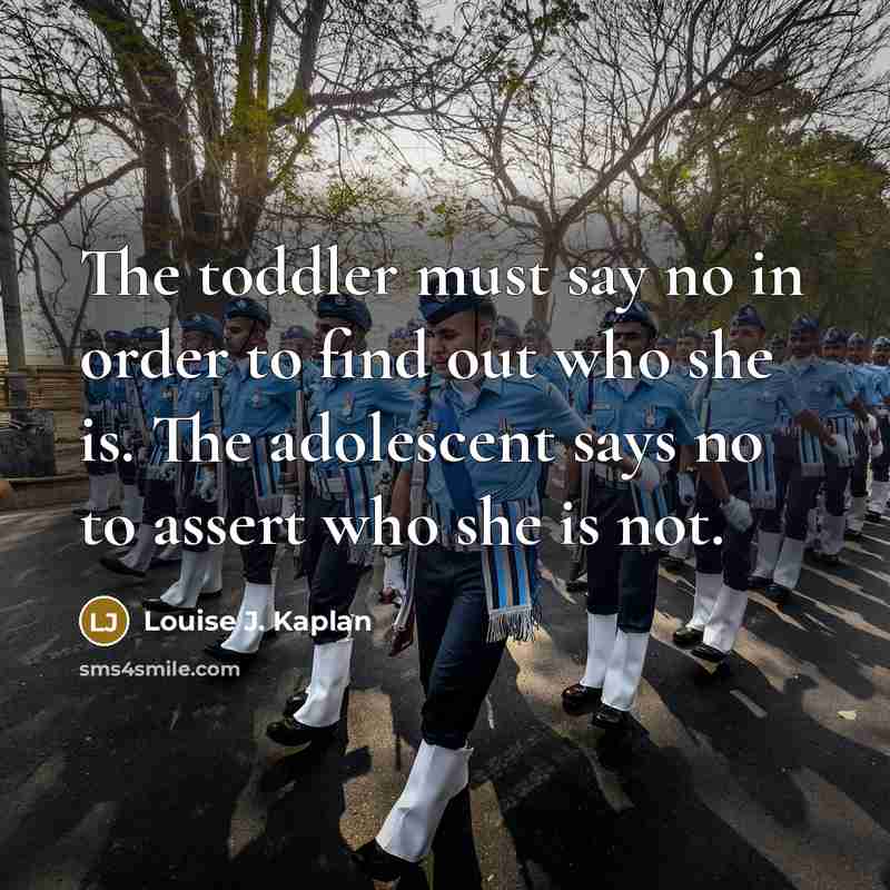 “The toddler must say no in order to find out…” quote by Louise J. Kaplan