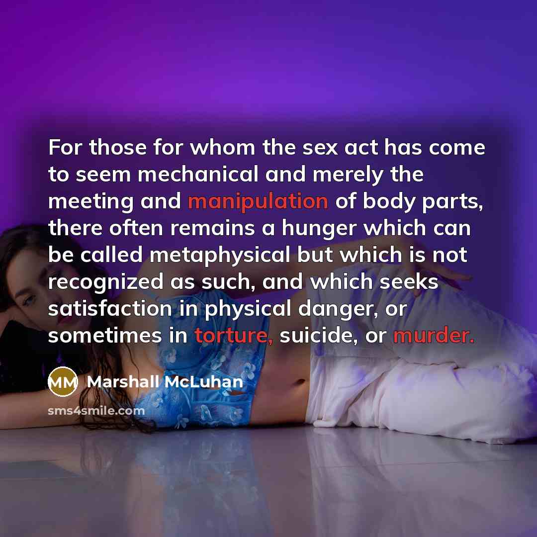 “For those for whom the sex act has come to…” quote by Marshall McLuhan