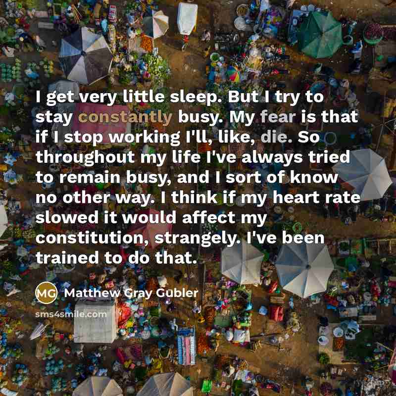 “I get very little sleep. But I try to stay…” quote by Matthew Gray Gubler