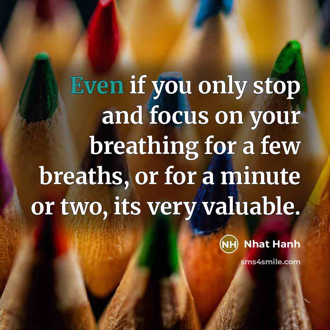 “Even if you only stop and focus on your breathing…” quote by Nhat Hanh
