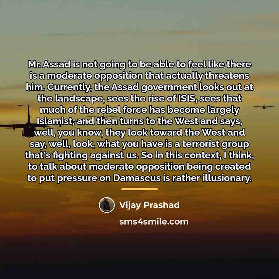 “Mr. Assad is not going to be able to feel…” quote by Vijay Prashad