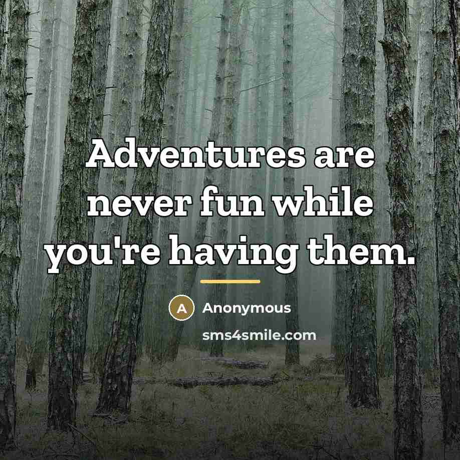 “Adventures are never fun while you're having them.…” quote by Anonymous