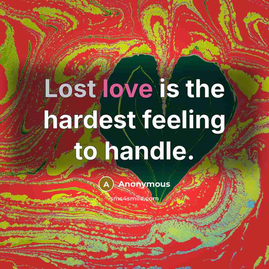 “Lost love is the hardest feeling to handle.” quote by Anonymous
