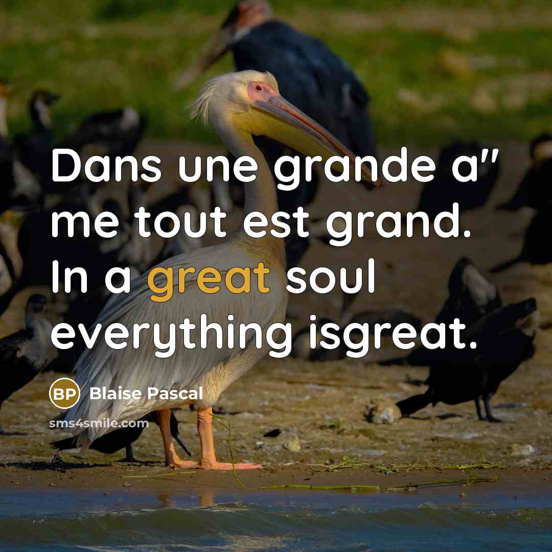 “Dans une grande a" me tout est grand. In a…” quote by Blaise Pascal