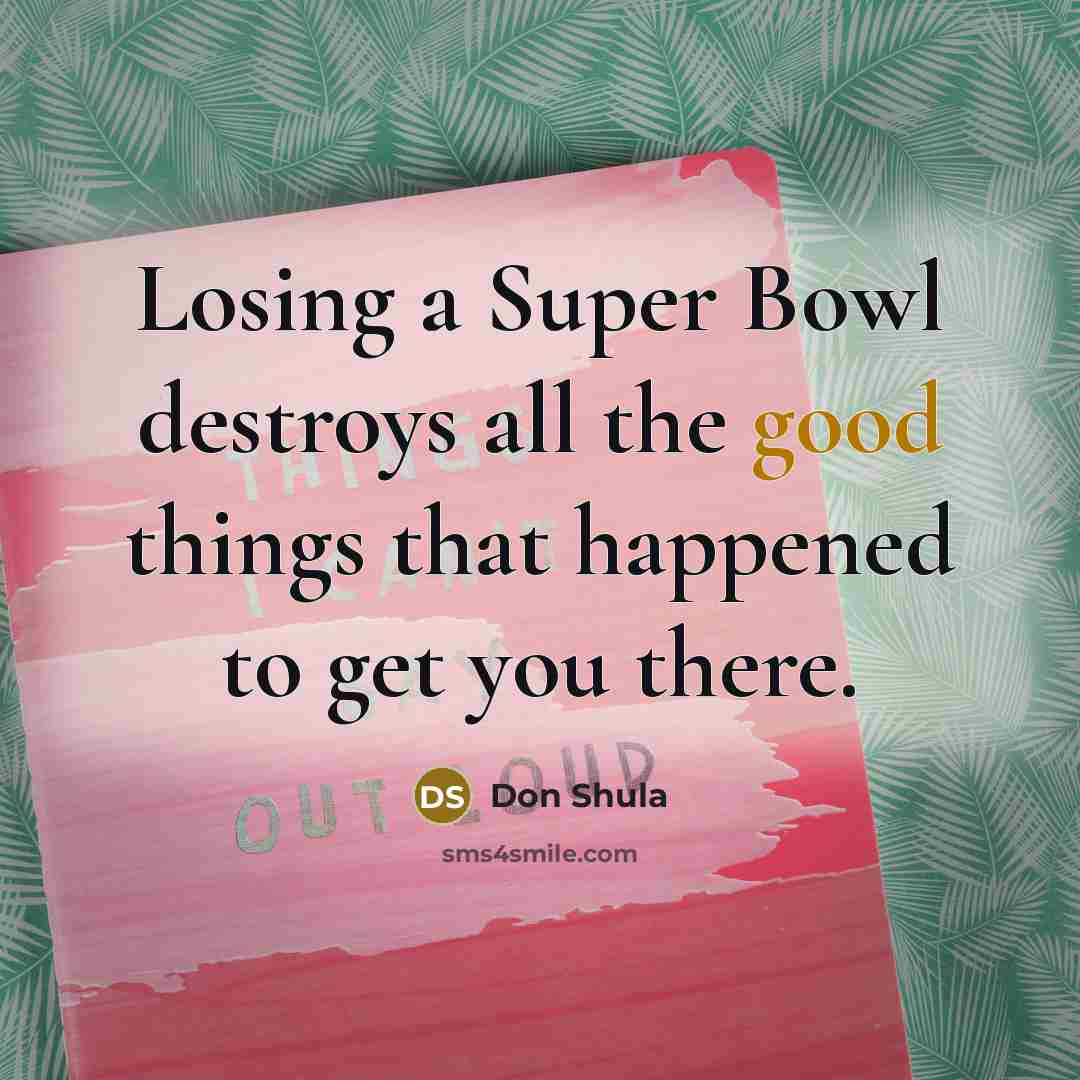 “Losing a Super Bowl destroys all the good things that…” quote by Don Shula