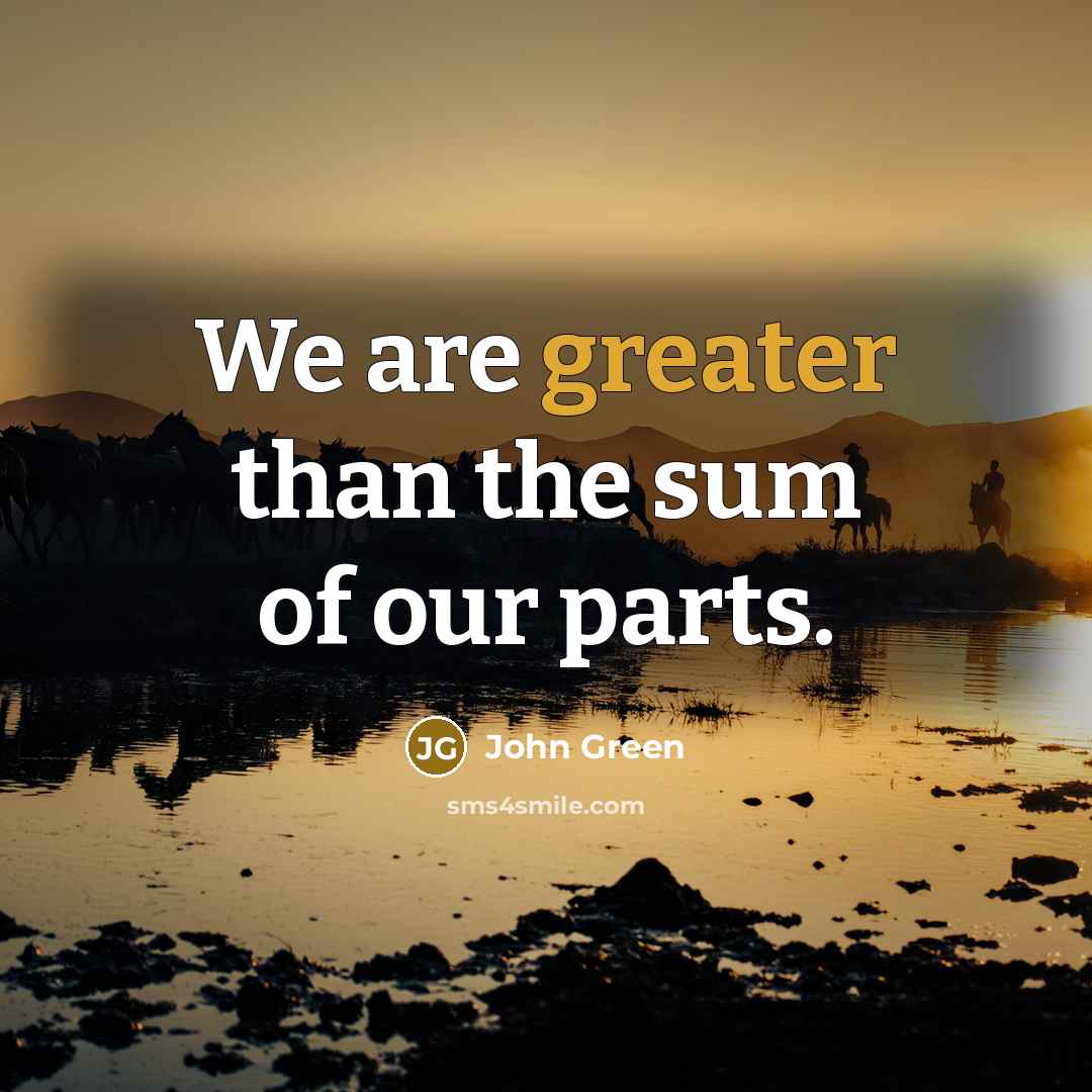 “We are greater than the sum of our parts.” quote by John Green