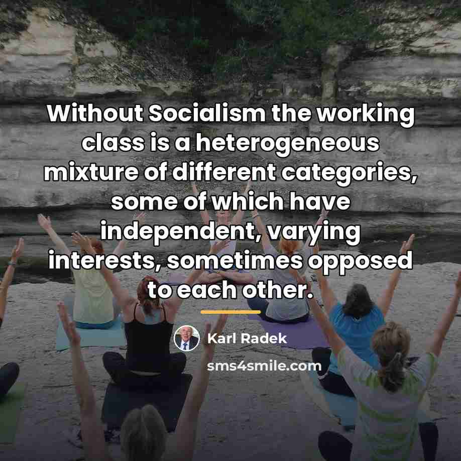 “Without Socialism the working class is a heterogeneous mixture of…” quote by Karl Radek