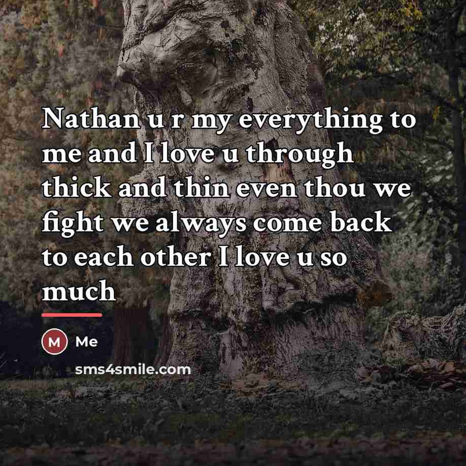 “Nathan u r my everything to me and I love…” quote by Me